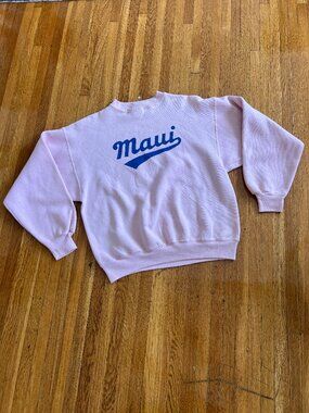 Vintage 80s MAUI Pink USA Made 50/50 Crewneck Sweatshirt - Men's Large